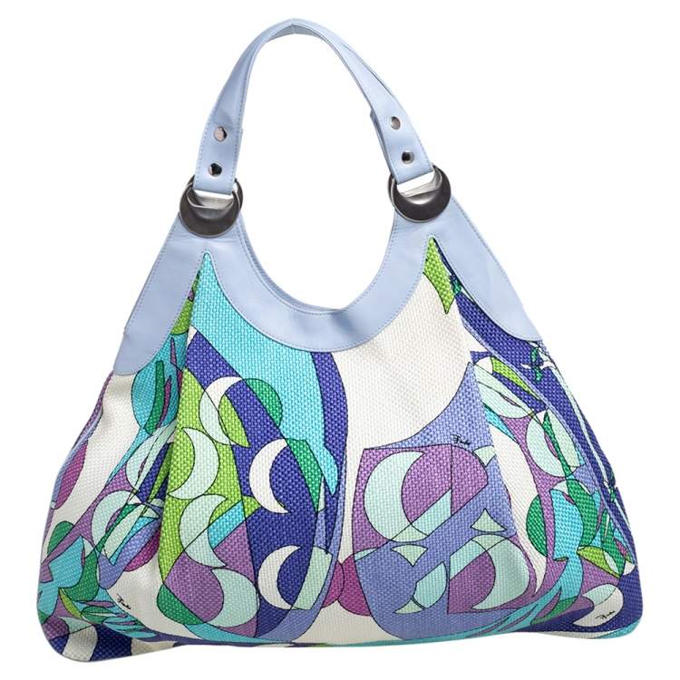 Pre Owned Emilio Pucci Multicolor Printed Fabric and Leather Hobo