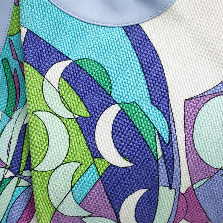 Pre Owned Emilio Pucci Multicolor Printed Fabric and Leather Hobo