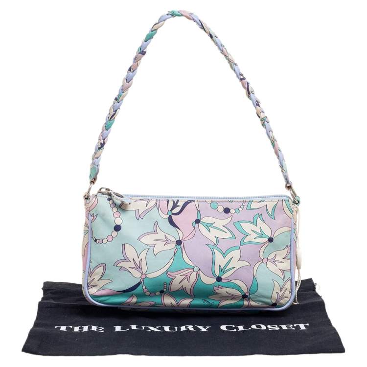 Pre Owned Emilio Pucci Multicolor Printed Leather Braided Pochette Bag