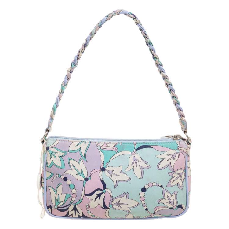 Pre Owned Emilio Pucci Multicolor Printed Leather Braided Pochette Bag