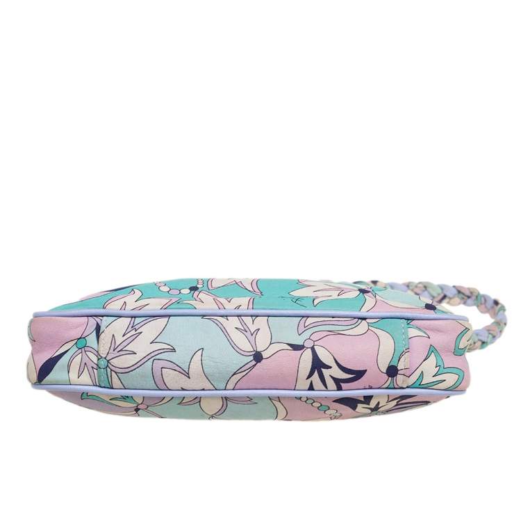 Pre Owned Emilio Pucci Multicolor Printed Leather Braided Pochette Bag