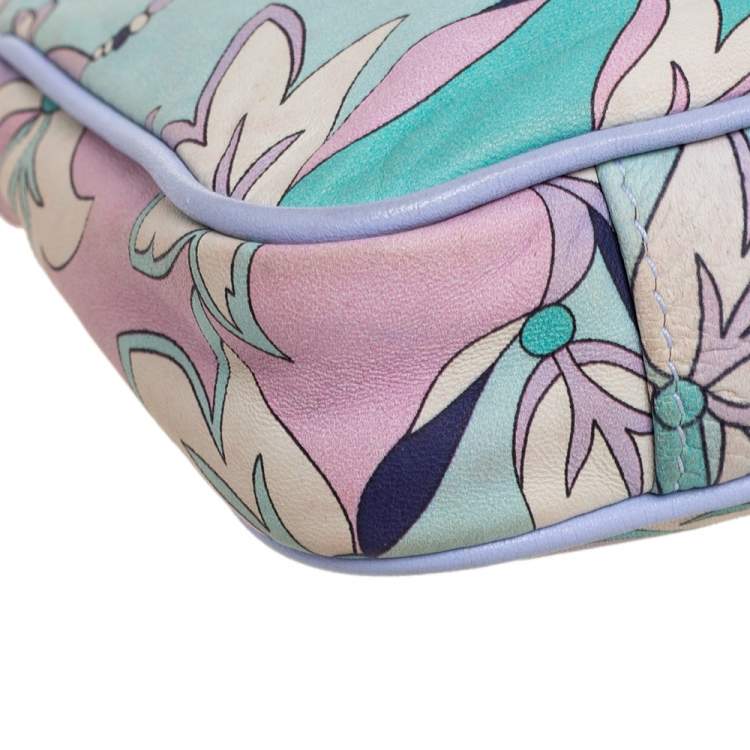 Pre Owned Emilio Pucci Multicolor Printed Leather Braided Pochette Bag
