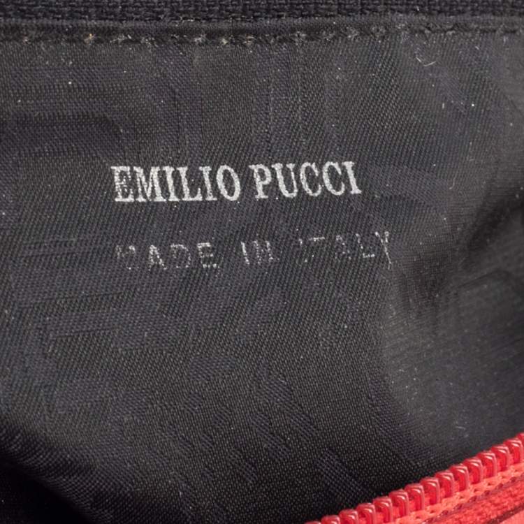 Pre Owned Emilio Pucci Multicolor Printed Canvas and Leather Baguette Bag