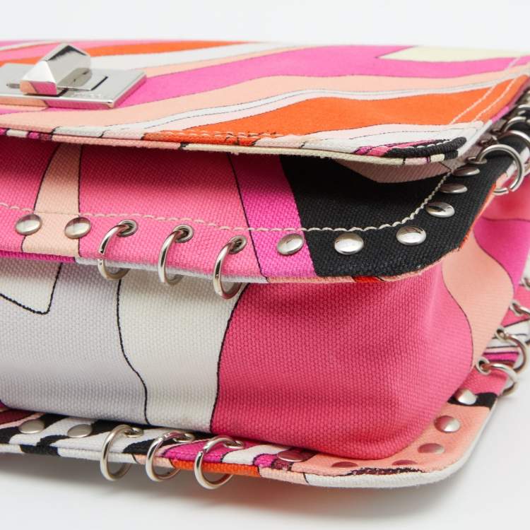 Pre Owned Emilio Pucci Multicolor Canvas Marquise Shoulder Bag