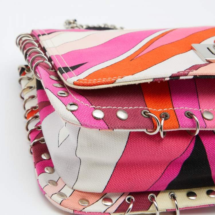 Pre Owned Emilio Pucci Multicolor Canvas Marquise Shoulder Bag