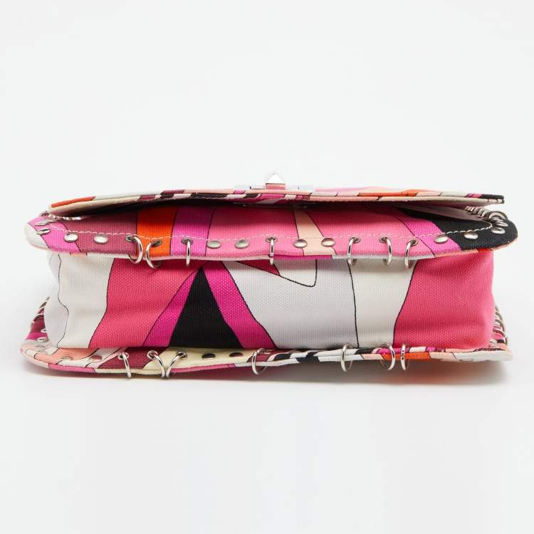 Pre Owned Emilio Pucci Multicolor Canvas Marquise Shoulder Bag