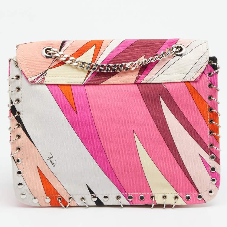 Pre Owned Emilio Pucci Multicolor Canvas Marquise Shoulder Bag