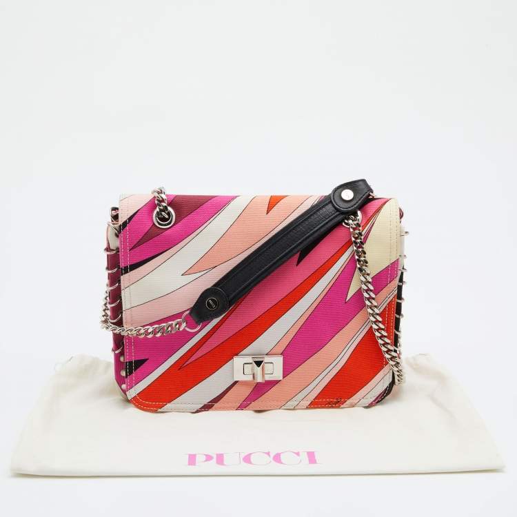 Pre Owned Emilio Pucci Multicolor Canvas Marquise Shoulder Bag