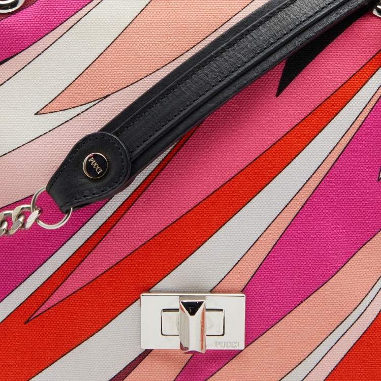 Pre Owned Emilio Pucci Multicolor Canvas Marquise Shoulder Bag