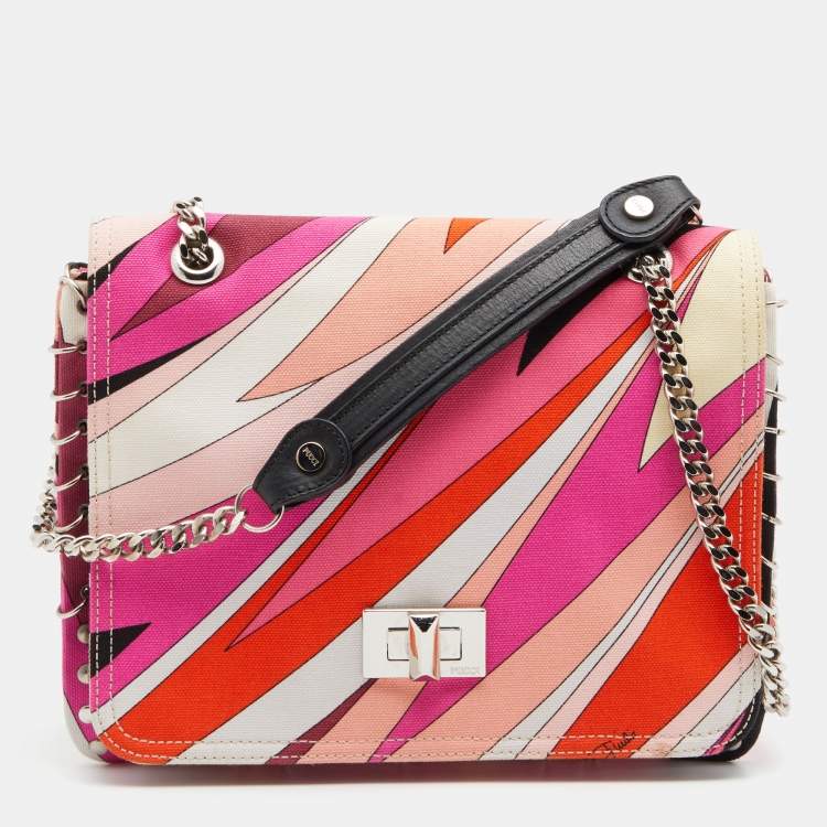 Pre Owned Emilio Pucci Multicolor Canvas Marquise Shoulder Bag