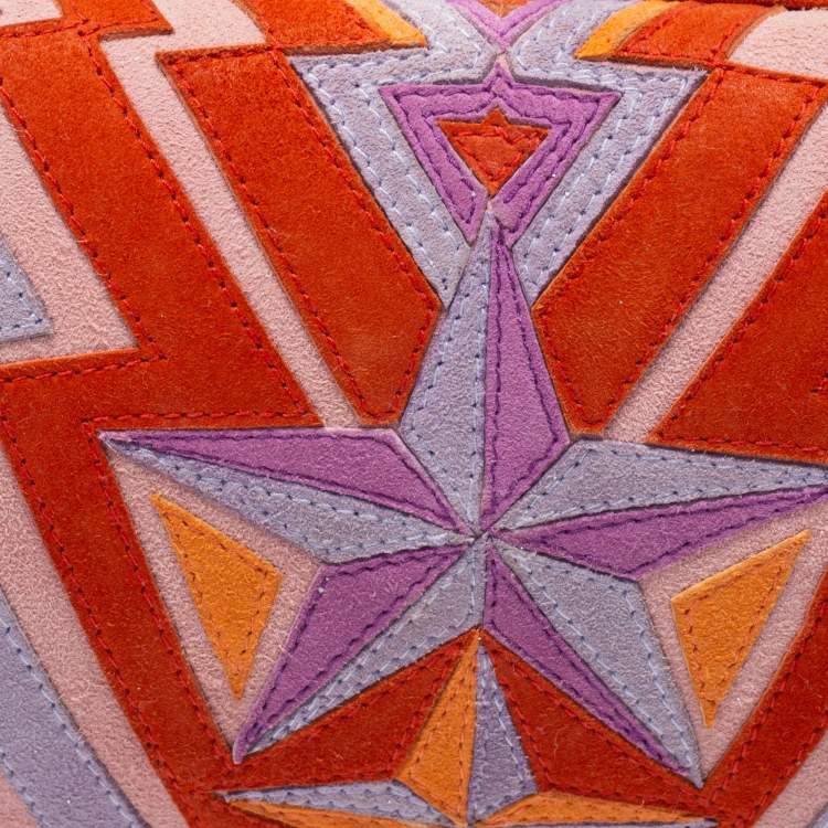 Pre Owned Emilio Pucci Multicolor Suede Patchwork Box Clutch