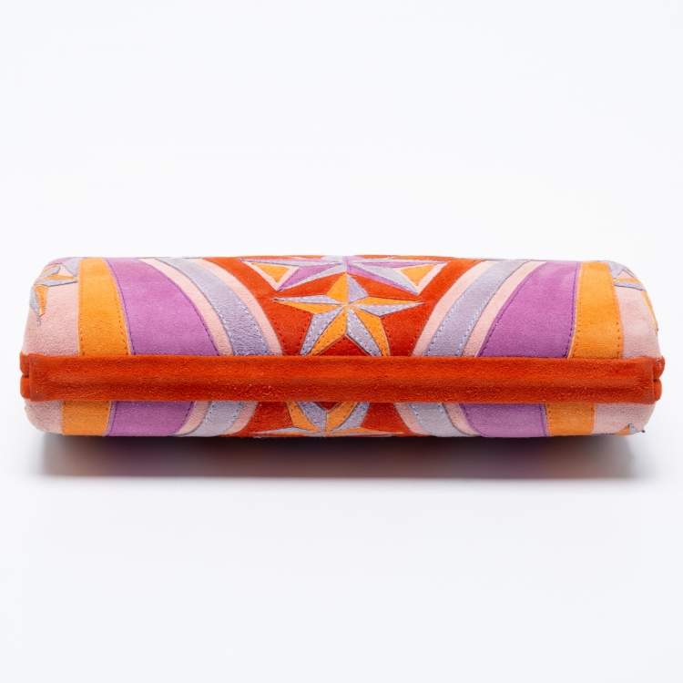 Pre Owned Emilio Pucci Multicolor Suede Patchwork Box Clutch
