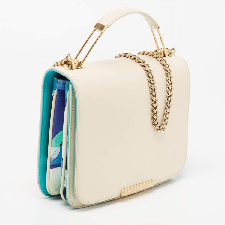 Pre Owned Emilio Pucci Multicolor Leather and Canvas Newton Shoulder Bag