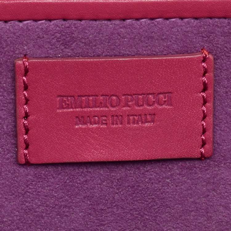Pre Owned Emilio Pucci Pink/Black Snakeskin Leather Newton Top Handle Bag