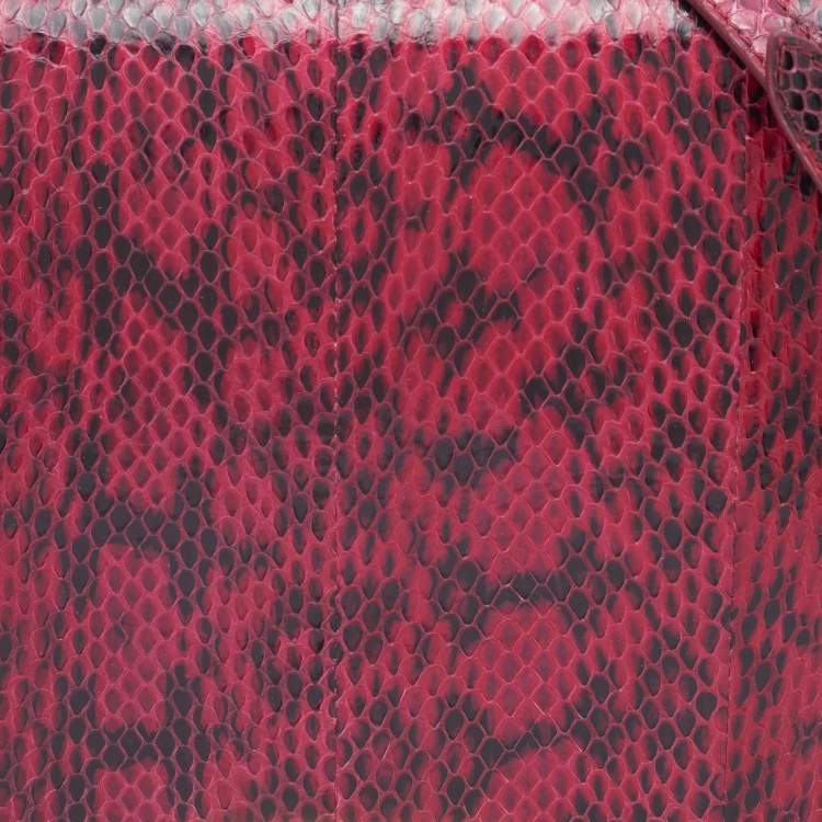 Pre Owned Emilio Pucci Pink/Black Snakeskin Leather Newton Top Handle Bag