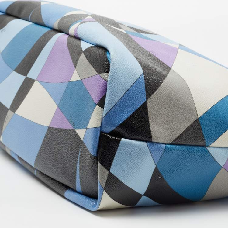 Pre Owned Emilio Pucci Multicolor Printed Coated Canvas and Leather Tote