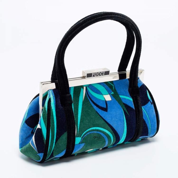 Pre Owned Emilio Pucci Multicolor Printed Velvet Frame Satchel