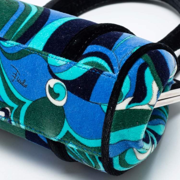 Pre Owned Emilio Pucci Multicolor Printed Velvet Frame Satchel
