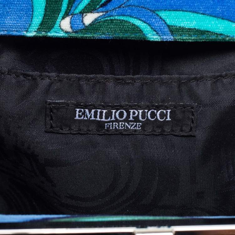 Pre Owned Emilio Pucci Multicolor Printed Velvet Frame Satchel