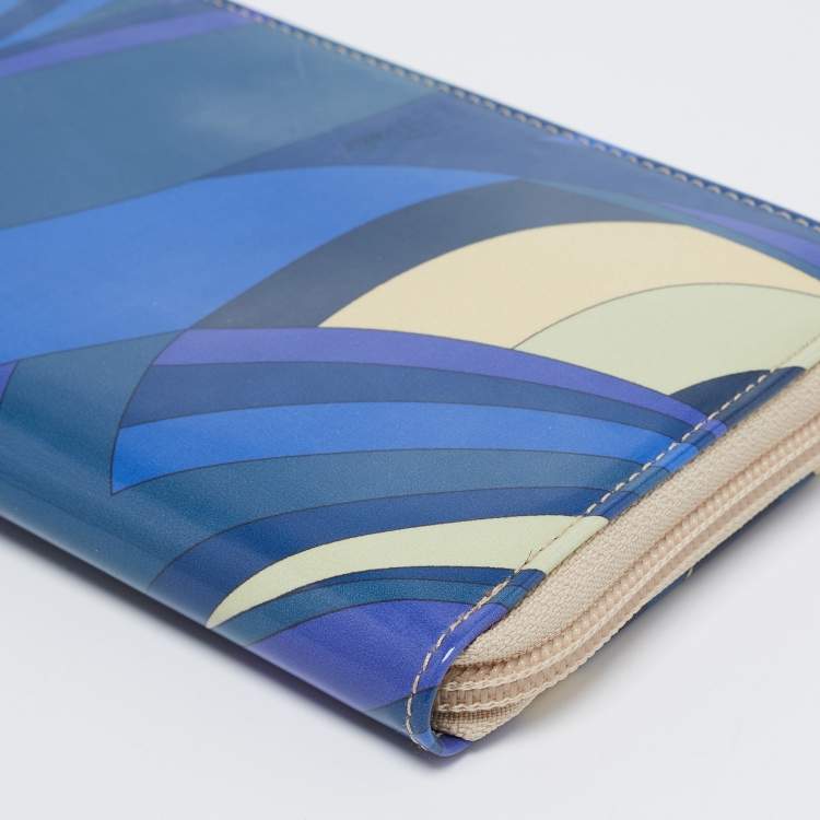 Pre Owned Emilio Pucci Multicolor Printed Patent Leather Zip Around Wallet