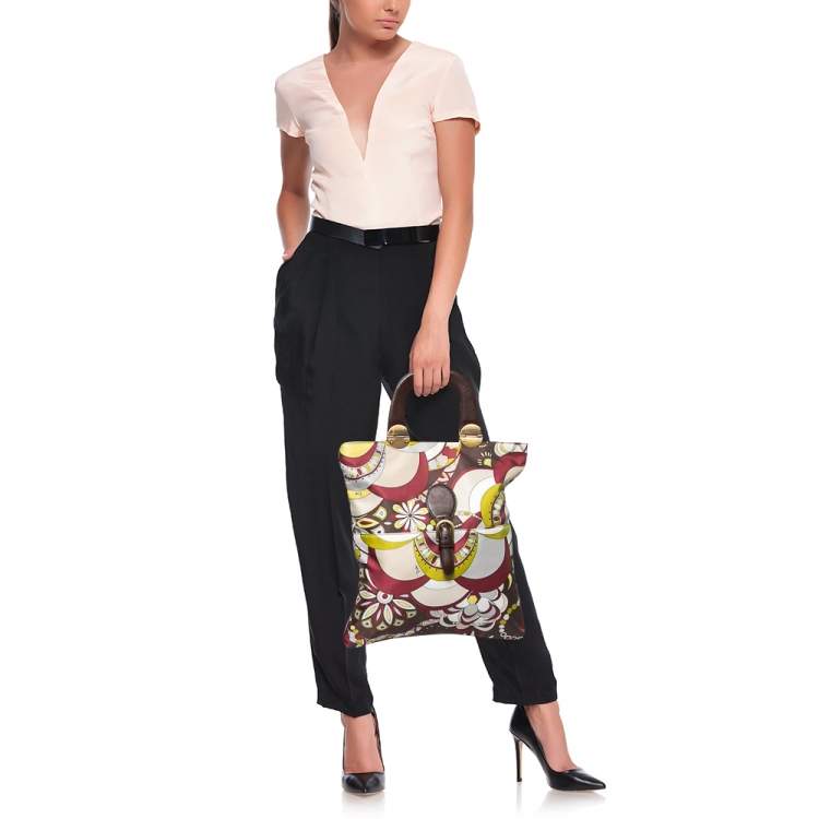 Pre Owned Emilio Pucci Multicolor Nylon Shopper Tote