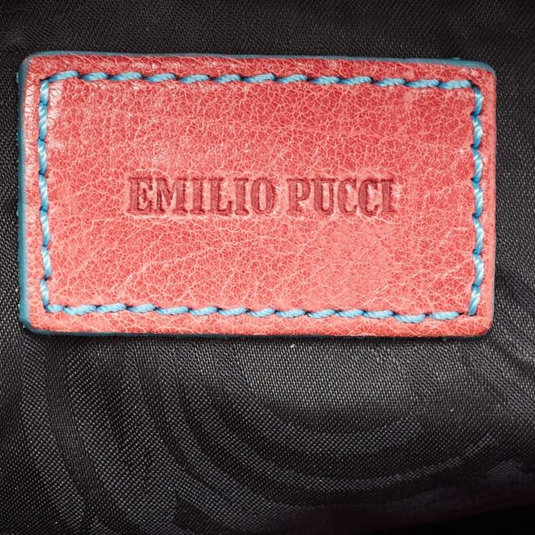 Pre Owned Emilio Pucci Multicolor Leather And Canvas Satchel