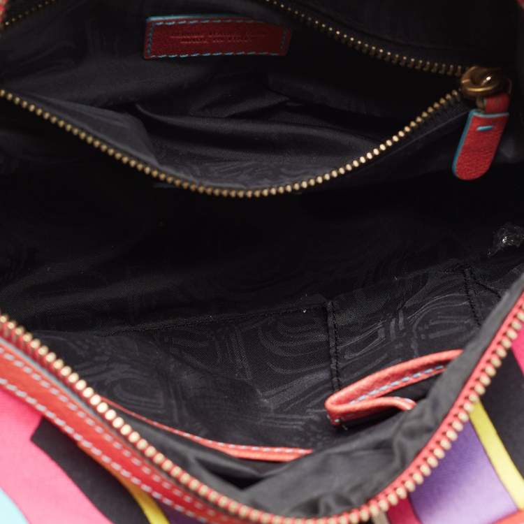 Pre Owned Emilio Pucci Multicolor Leather And Canvas Satchel