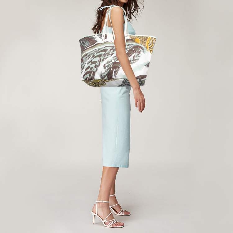Pre Owned Emilio Pucci Multicolor Printed Nylon and Leather Tote