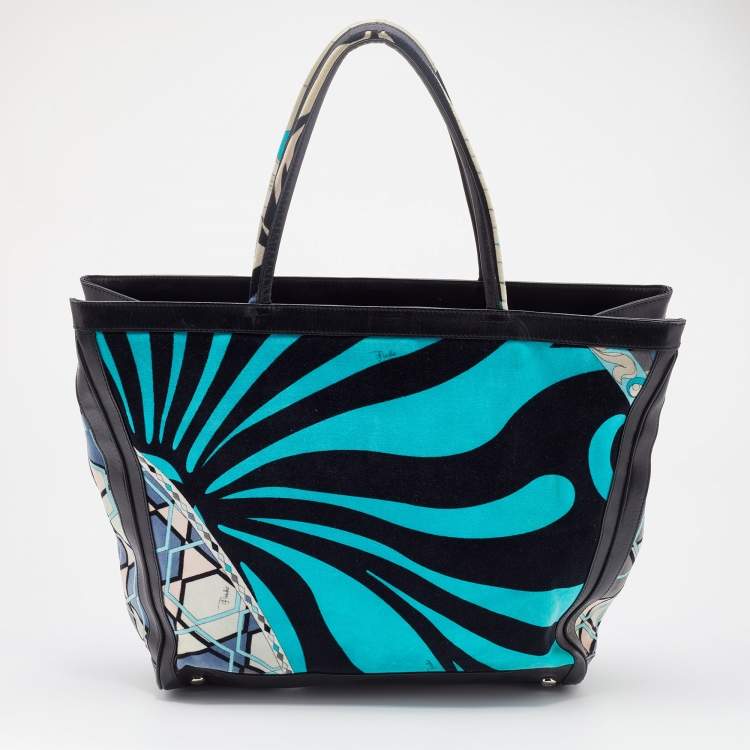 Pre Owned Emilio Pucci Multicolor Velvet and Leather Tote