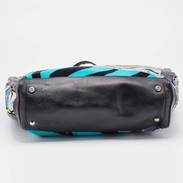 Pre Owned Emilio Pucci Multicolor Velvet and Leather Tote