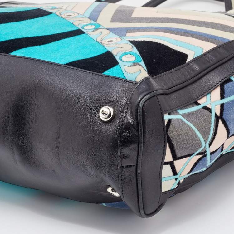 Pre Owned Emilio Pucci Multicolor Velvet and Leather Tote