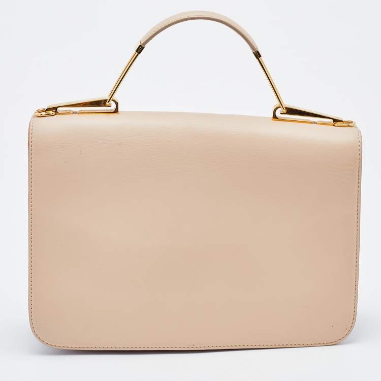 Pre Owned Emilio Pucci Beige Leather Flap Top Handle Bag