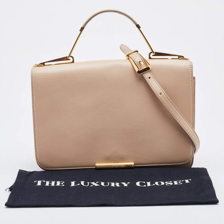 Pre Owned Emilio Pucci Beige Leather Flap Top Handle Bag
