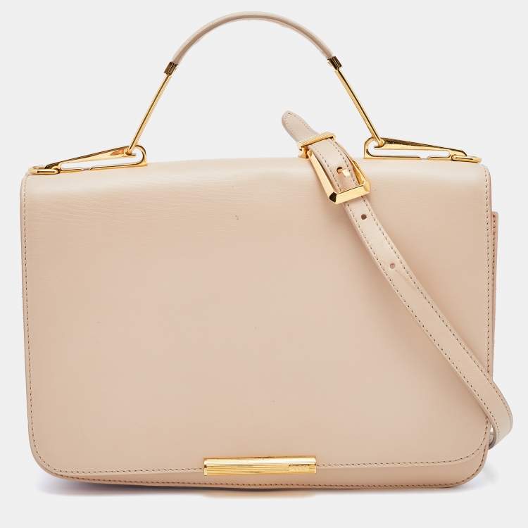 Pre Owned Emilio Pucci Beige Leather Flap Top Handle Bag