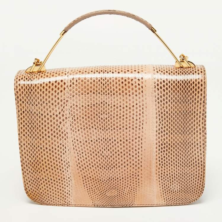 Pre Owned Emilio Pucci Brown Karung Leather Newton Shoulder Bag