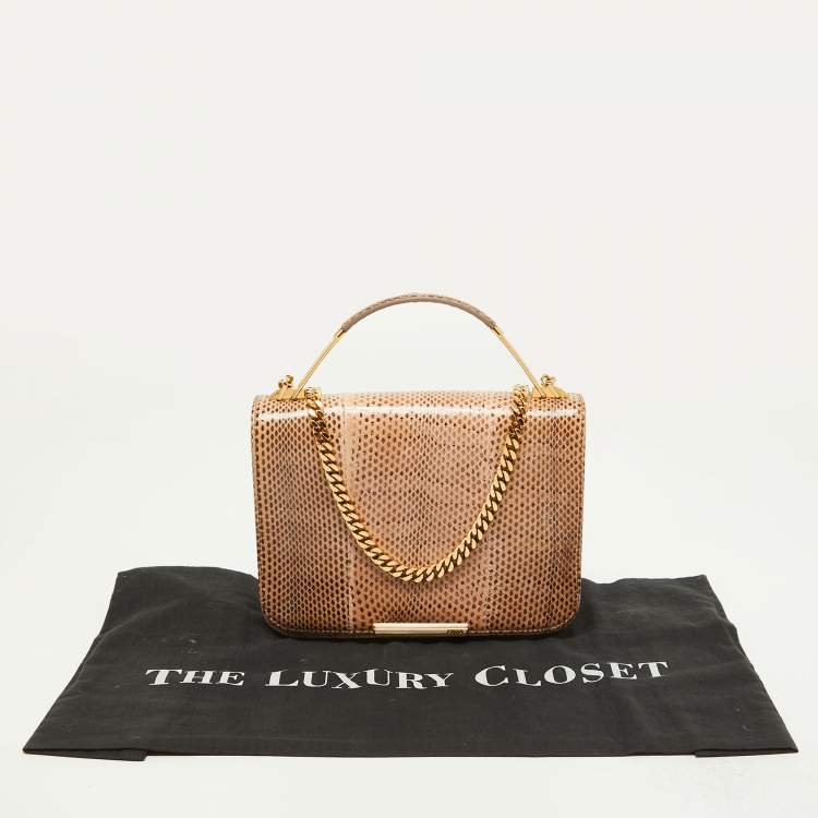 Pre Owned Emilio Pucci Brown Karung Leather Newton Shoulder Bag