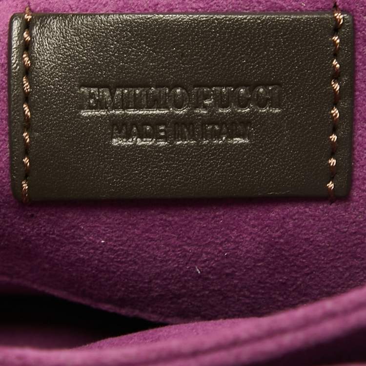 Pre Owned Emilio Pucci Brown Karung Leather Newton Shoulder Bag