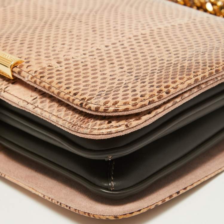 Pre Owned Emilio Pucci Brown Karung Leather Newton Shoulder Bag