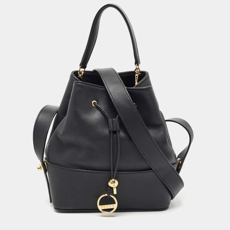 Pre Owned Emilio Pucci Black Leather Bonita Bucket Bag