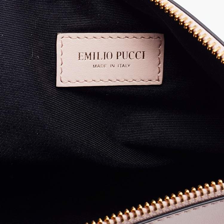 Pre Owned Emilio Pucci Multicolour Printed Canvas and Leather Wristlet Clutch