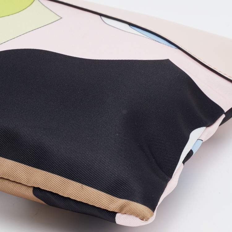 Pre Owned Emilio Pucci Multicolour Printed Canvas and Leather Wristlet Clutch