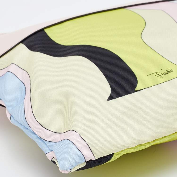 Pre Owned Emilio Pucci Multicolour Printed Canvas and Leather Wristlet Clutch