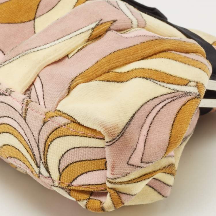 Pre Owned Emilio Pucci Multicolour Printed Vevet and Satin Bow Chain Clutch