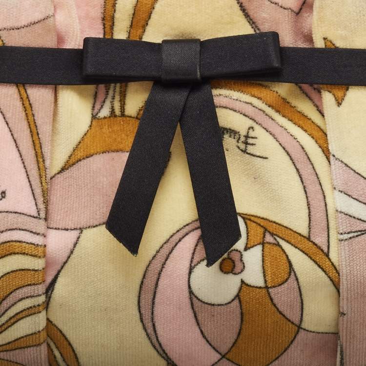 Pre Owned Emilio Pucci Multicolour Printed Vevet and Satin Bow Chain Clutch