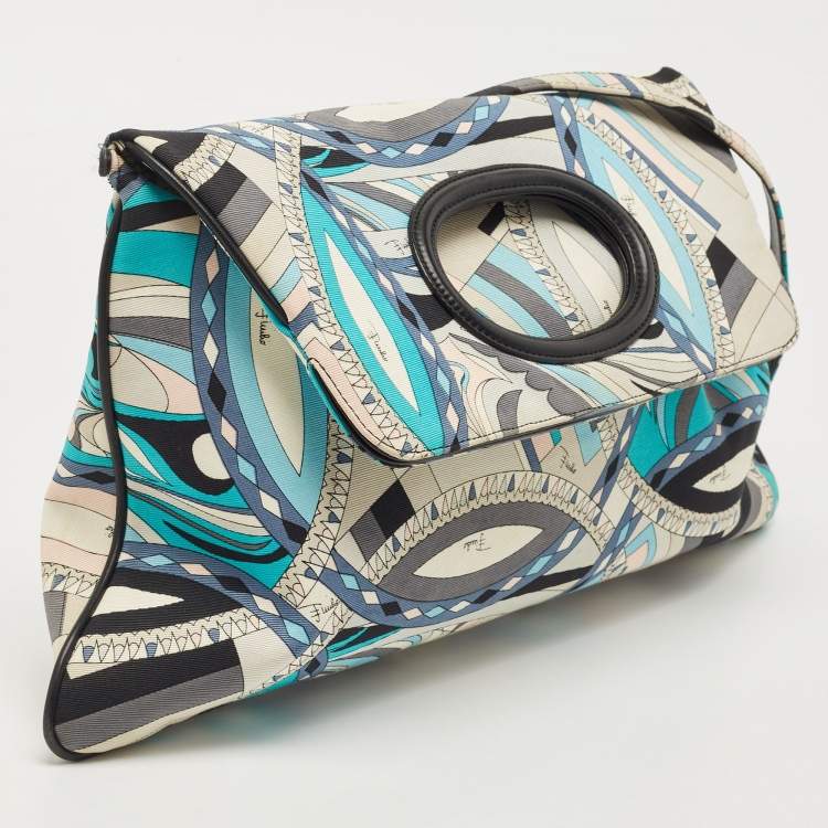 Pre Owned Emilio Pucci Multicolor Printed Fabric Foldable Shoulder Bag