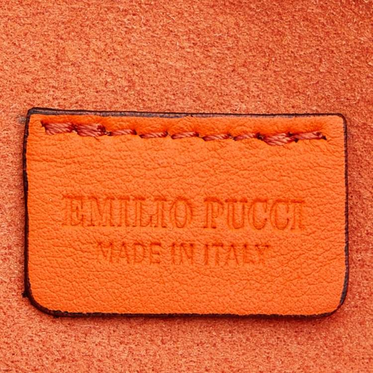 Pre Owned Emilio Pucci Multicolor Printed Leather Slim Pouch