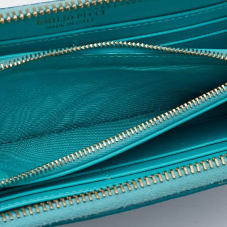 Pre Owned Emilio Pucci Multicolor Printed Coated Canvas Zip Around Wallet