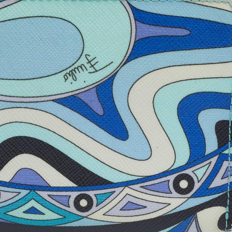 Pre Owned Emilio Pucci Multicolor Printed Coated Canvas Zip Around Wallet