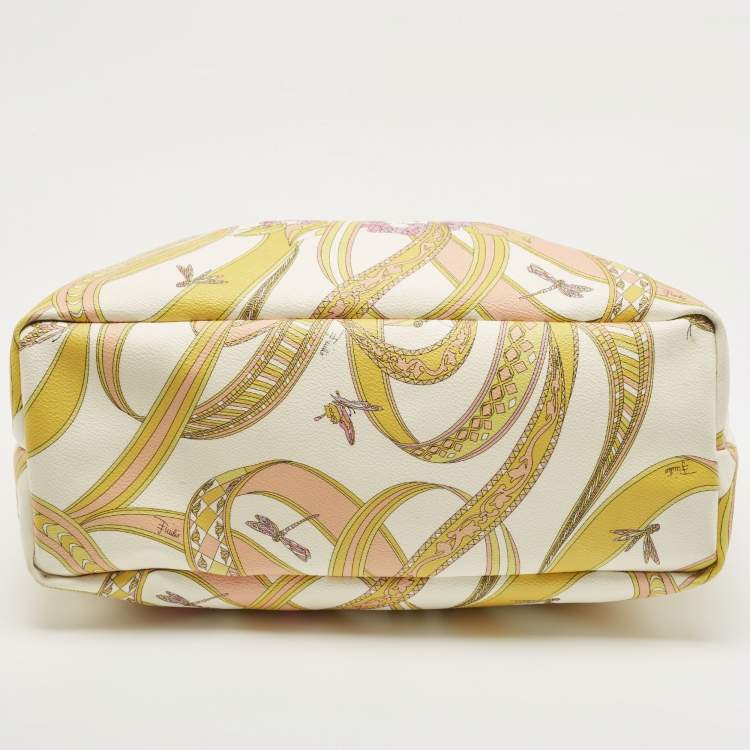 Pre Owned Emilio Pucci Multicolor Printed Coated Canvas and Leather Tote