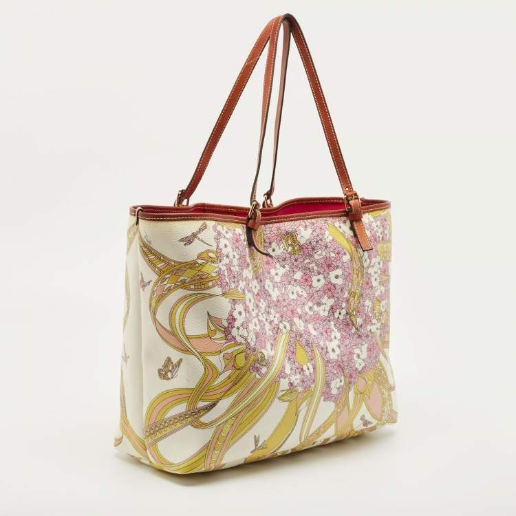 Pre Owned Emilio Pucci Multicolor Printed Coated Canvas and Leather Tote